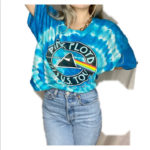Oversized Pink Floyd graphic tie dye blue tee - Picture 3 of 5